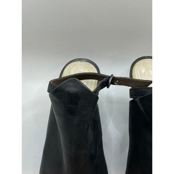 COCLICO Women's Black Leather Square Peep-Toe Heeled Sandals SZ 38.5(US8.5) - Picture 4 of 11